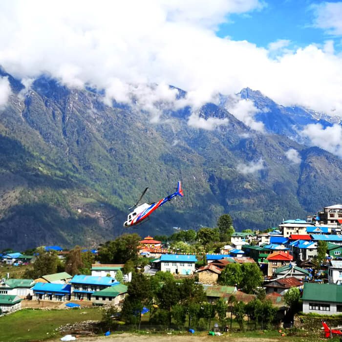 helicopter Fly out from Lukla