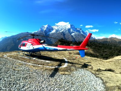 Helicopter landed at Everest View Hotel