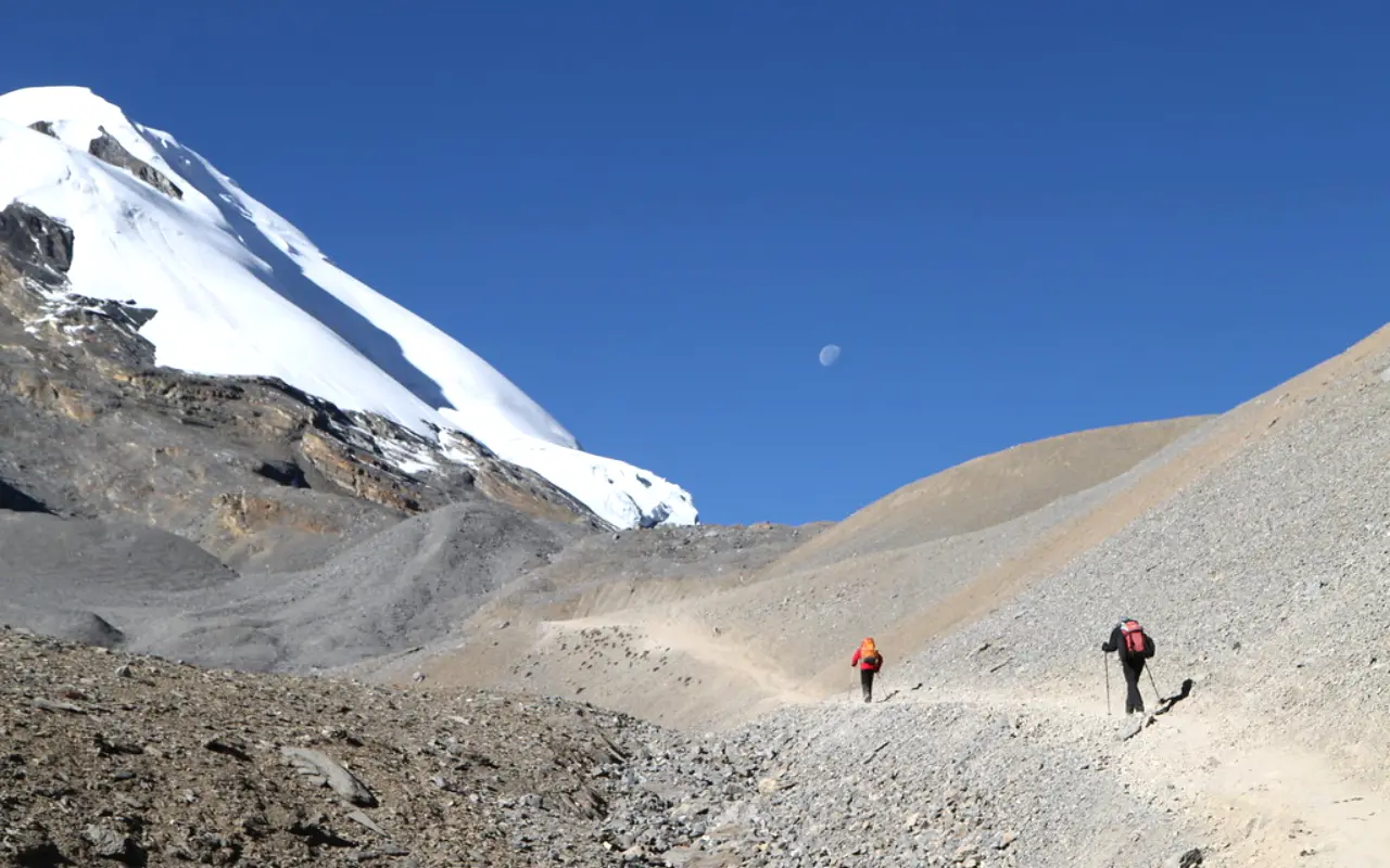Trekkers on the way to the Annapurna Circuit